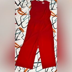 Calvin Klein, red jumpsuit, dress, casual, elegant